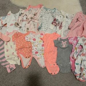 Carter's Baby Girls Short-Sleeve Onesies Pack — Pink, Coral & Gray